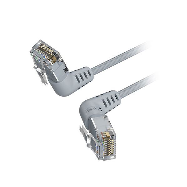 【10本セット】 VENTION Cat.6a LANケーブル UTP 直角コネクタ 360°スイングタイプ グレー 0.5m グレー IB-0262X10