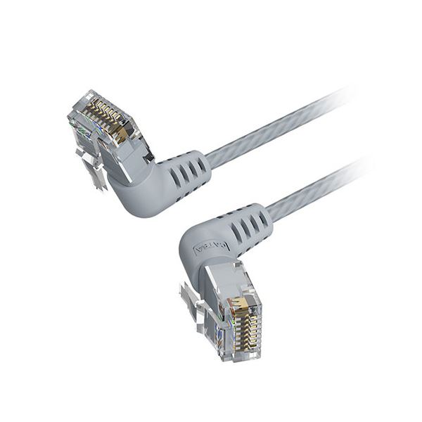 【5本セット】 VENTION Cat.6a LANケーブル UTP 直角コネクタ 360°スイングタイプ グレー 1m グレー IB-0279X5