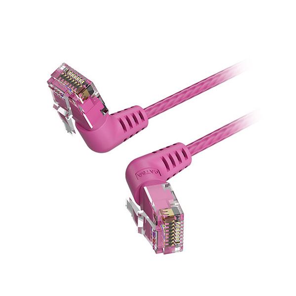 【10本セット】 VENTION Cat.6a LANケーブル UTP 直角コネクタ 360°スイングタイプ ピンク 0.5m ピンク IB-0385X10