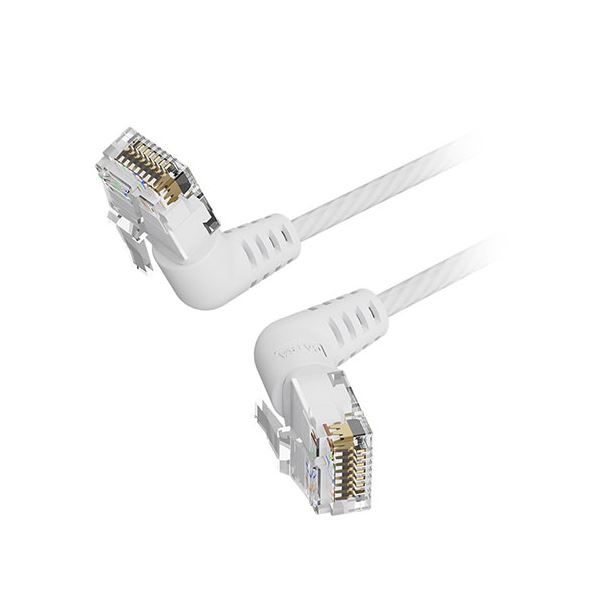 【5本セット】 VENTION Cat.6a LANケーブル UTP 直角コネクタ 360°スイングタイプ ホワイト 1m ホワイト IB-0453X5