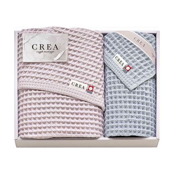 CREA×今治ワッフルソフト バスタオル&フェイスタオル パープル バスタオル57×120cm、フェイスタオル31×80cm B1135614