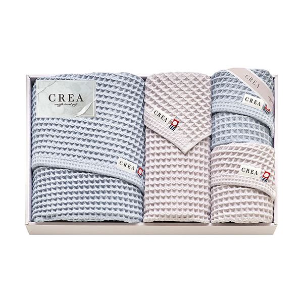 CREA×今治ワッフルソフト バスタオル&フェイスタオル3P バスタオル57×120cm、フェイスタオル31×80cm B1146518