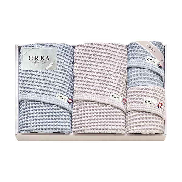 CREA×今治ワッフルソフト バスタオル2P&フェイスタオル2P バスタオル57×120cm、フェイスタオル31×80cm B1146525