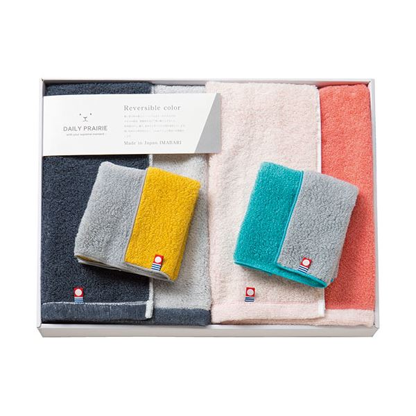 DAILY PRAIRIE リバーシブル ハーフバスタオル2P&タオルハンカチ2P ハーフバスタオル、タオルハンカチ C6067577