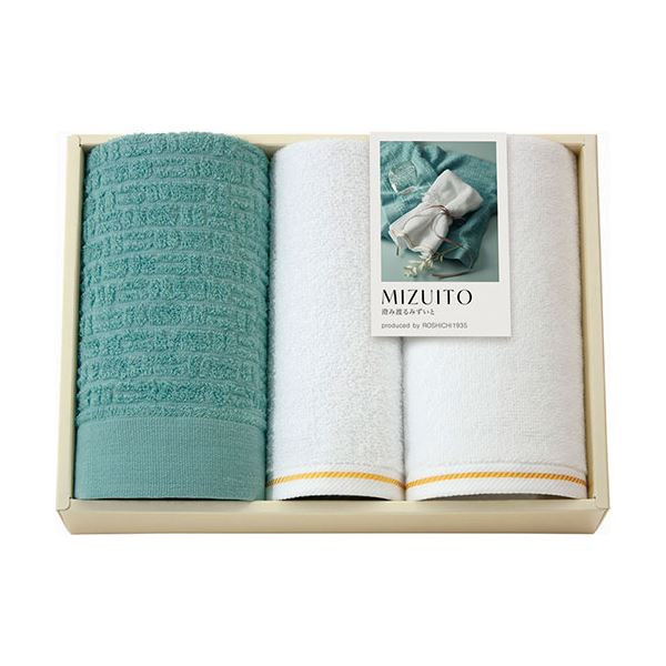 MIZUITO 澄み渡るみずいと 大阪泉州 フェイスタオル2P&ハンドタオル フェイスタオル32×75cm、ハンドタオル32×34cm B1118635
