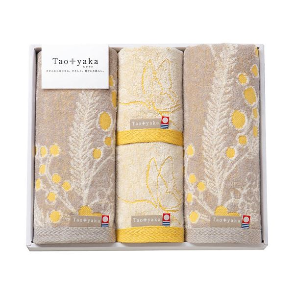 Taoyaka ミモザ フェイスタオル2P&ウォッシュタオル2P フェイスタオル34×80cm、ウォッシュタオル34×35cm C6065555