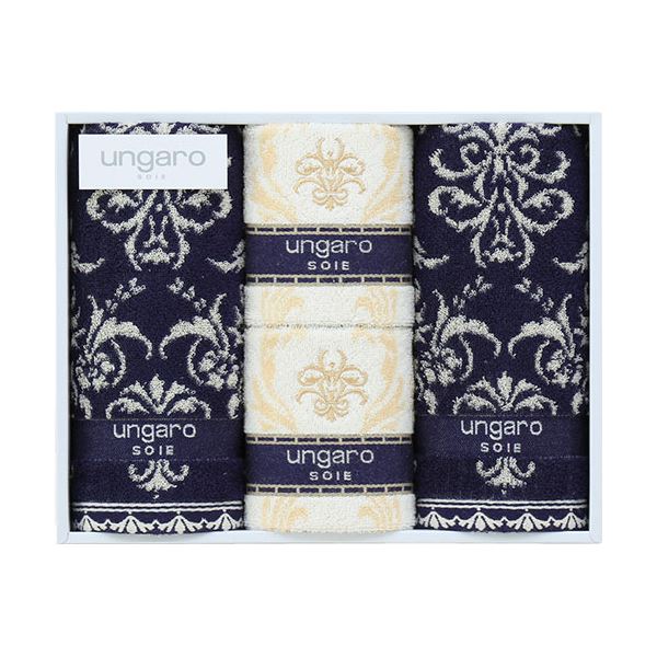 ウンガロ Uサファイア フェイスタオル2P&ゲストタオル2P フェイスタオル34×75cm、ゲストタオル34×35cm B1111557