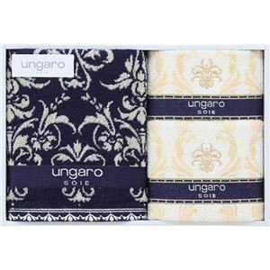 ウンガロ Uサファイア タオルセット バスタオル(60×120cm)・フェイスタオル(34×75cm)・ゲストタオル(34×35cm)×各1 B1133528