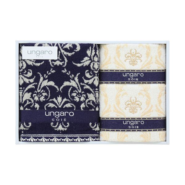 ウンガロ Uサファイア タオルセット バスタオル(60×120cm)・フェイスタオル(34×75cm)・ゲストタオル(34×35cm)×各1 B1133528