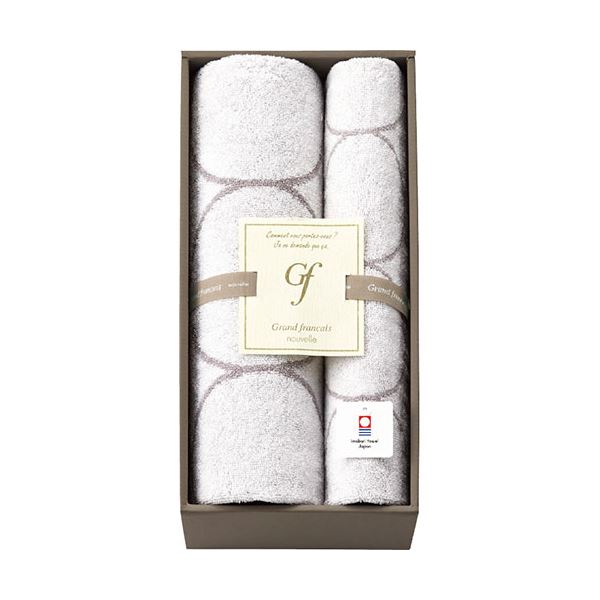 グランフランセヌーベル 今治タオル バスタオル&フェイスタオル ホワイト バスタオル60×120cm、フェイスタオル34×82cm L9031567