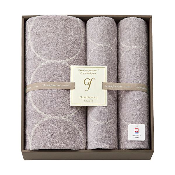 グランフランセヌーベル 今治タオル バスタオル&フェイスタオル2P グレージュ バスタオル60×120cm、フェイスタオル34×82cm L9031595