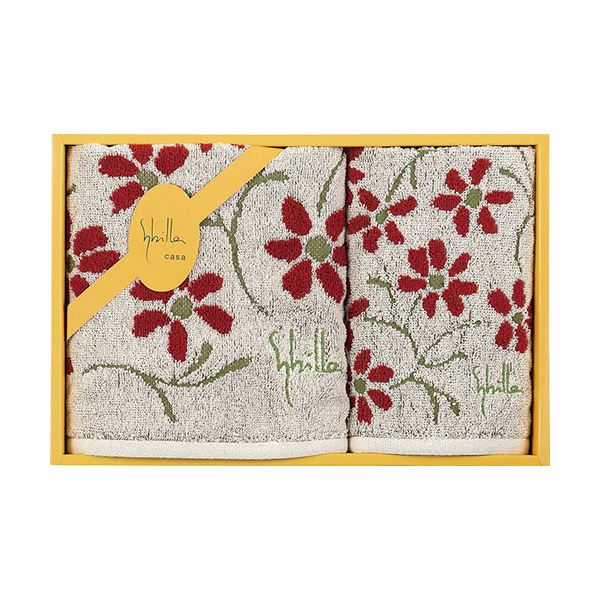 シビラ エンラサーダ2 フェイスタオル&ミニタオル ベージュ フェイスタオル34×80cm、ミニタオル25×25cm B1051556