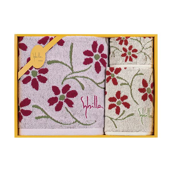 シビラ エンラサーダ2 タオルセット ベージュ&ピンク バスタオル・フェイスタオル・ミニタオル×各1 B1111614