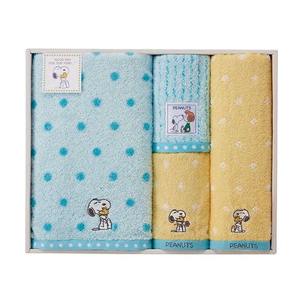スヌーピー ハグ タオルセット ウォッシュタオル×2、バスタオル・フェイスタオル×各1 C6078559