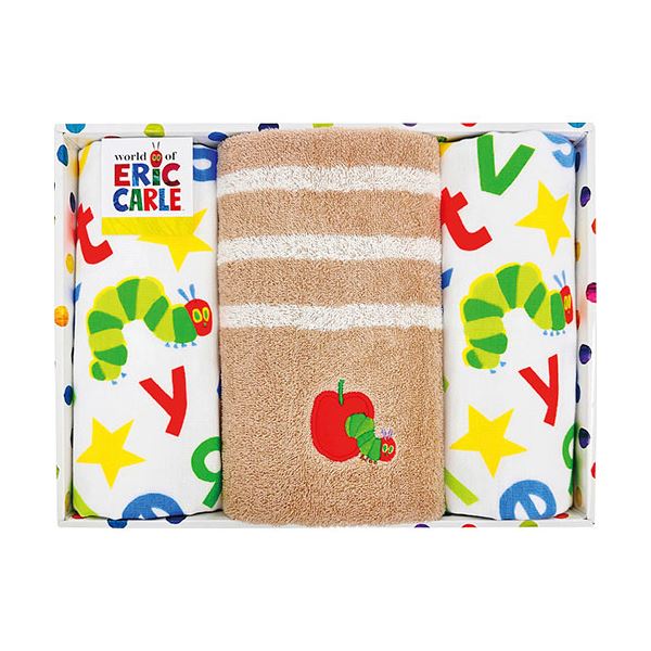 はらぺこあおむし ヤムヤムヤム タオルセット コンパクトバスタオル・フェイスタオル・ウォッシュタオル×各1 C6082580