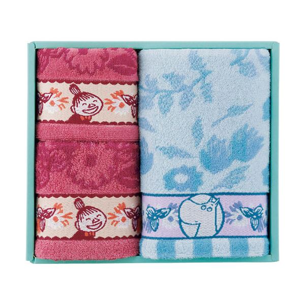 ムーミン ピックオンニ フェイスタオル2P&タオルハンカチ フェイスタオル34×70cm、タオルハンカチ25×25cm C6079584