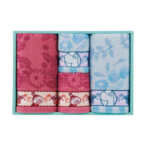 ムーミン ピックオンニ フェイスタオル2P&タオルハンカチ2P フェイスタオル34×70cm、タオルハンカチ25×25cm C6079598