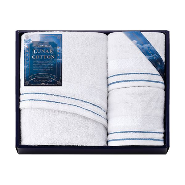 ルナ コットン フェイスタオル&ハンドタオル2P フェイスタオル34×75cm、ハンドタオル34×35cm L9041559