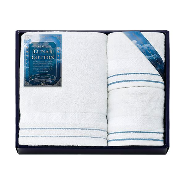 ルナ コットン スリムバスタオル&ハンドタオル2P スリムバスタオル34×110cm、ハンドタオル34×35cm B1118585