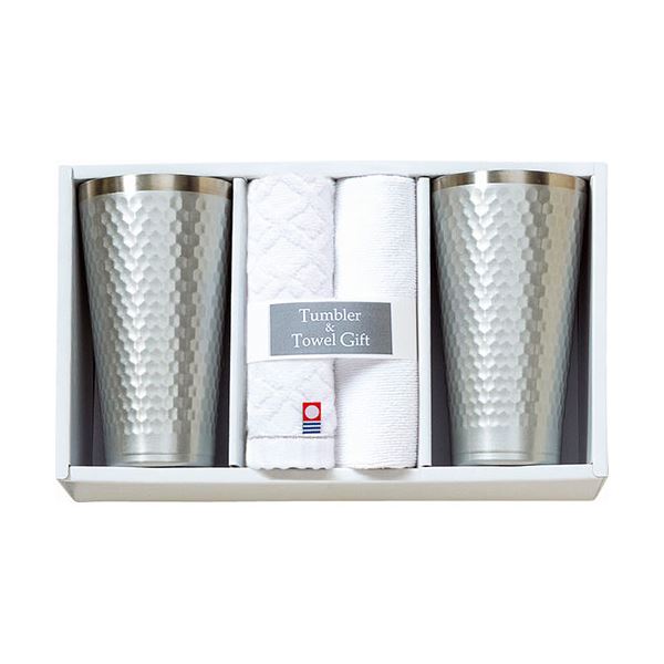 今治 タンブラー&今治産タオルセット タンブラー(φ8×14.5cm・420ml)×2、今治ウォッシュタオル・マイクロファイバークロス×各1 B1136568