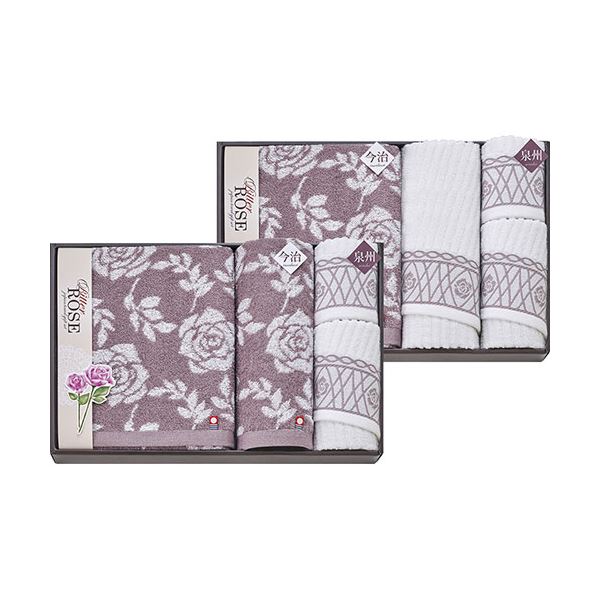 今治&泉州 ビターローズ タオルセット 泉州フェイスタオル×3、今治バスタオル・泉州ハンドタオル×各2、今治フェイスタオル×1 B1147564
