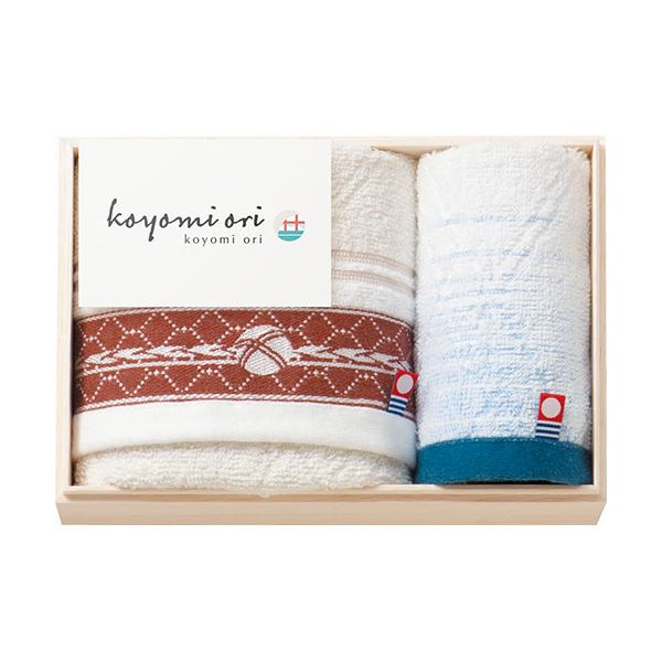 今治タオル koyomi ori フェイスタオル&ウォッシュタオル(国産木箱入) フェイスタオル、ウォッシュタオル B1071596