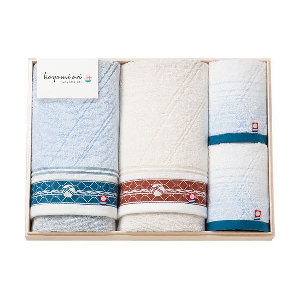 今治タオル koyomi ori フェイスタオル2P&ウォッシュタオル2P(国産木箱入) フェイスタオル、ウォッシュタオル B1117574
