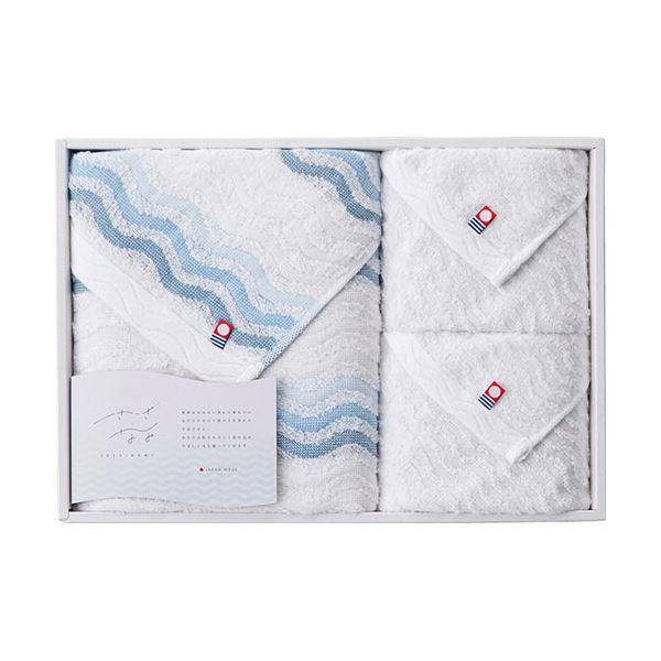 今治タオル さざ波 バスタオル&ウォッシュタオル2P バスタオル60×110cm、ウォッシュタオル34×30cm B1116560