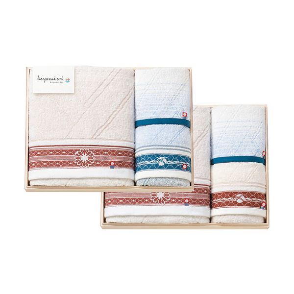 今治タオル koyomi ori タオルセット(国産木箱入) バスタオル・フェイスタオル・ウォッシュタオル(33×30cm)×各2 B1145598