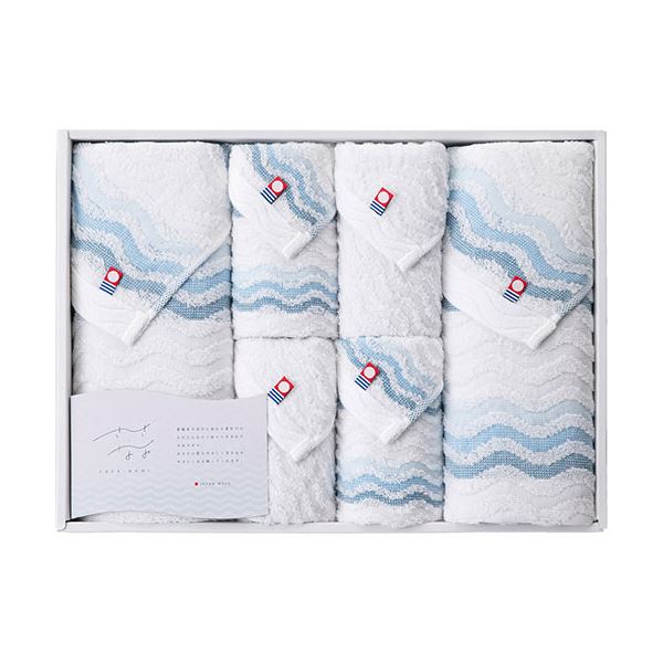 今治タオル さざ波 タオルセット バスタオル(60×110cm)・フェイスタオル(34×75cm)・ウォッシュタオル(34×30cm)×各2 B1146550