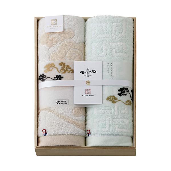 今治謹製 雲母唐長(KIRA KARACHO) 唐長文様コンパクトバスタオル2P(木箱入) 約50×100cm C6053569