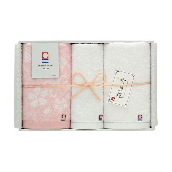 今治タオル 雪月花〜さくら〜 フェイスタオル2P&ウォッシュタオル フェイスタオル34×75cm、ウォッシュタオル34×35cm B1070628