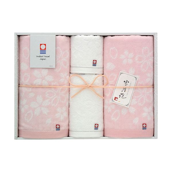 今治タオル 雪月花〜さくら〜 タオルセット バスタオル×2、フェイスタオル・ウォッシュタオル×各1 B1133598