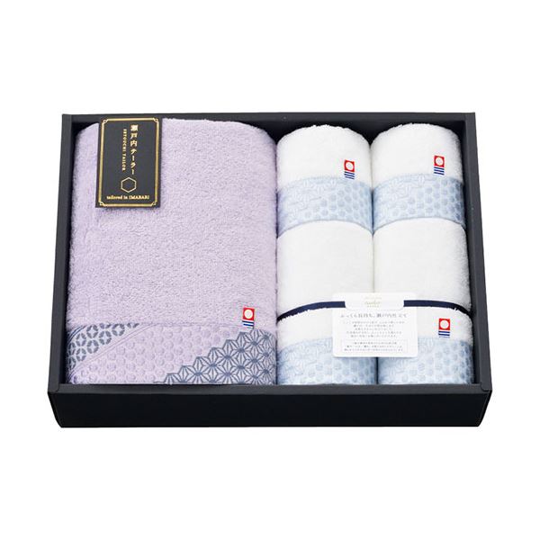 瀬戸内テーラー あかつき タオルセット パープル フェイスタオル・ウォッシュタオル×各2、バスタオル×1 C6061600