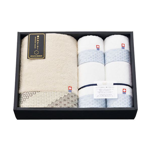 瀬戸内テーラー あかつき タオルセット ベージュ フェイスタオル・ウォッシュタオル×各2、バスタオル×1 C6061617