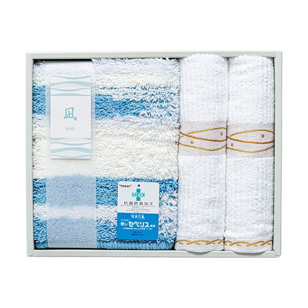 凪 バスマットS&フェイスタオル2P バスマット40×55cm、フェイスタオル34×82cm B1119639