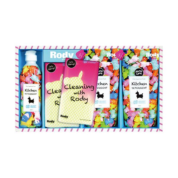 ロディ キッチン洗剤詰合せギフト 食器洗剤詰替用(200ml)・メッシュクリーナー(中国)×各2、食器洗剤(250ml)×1 C6222534