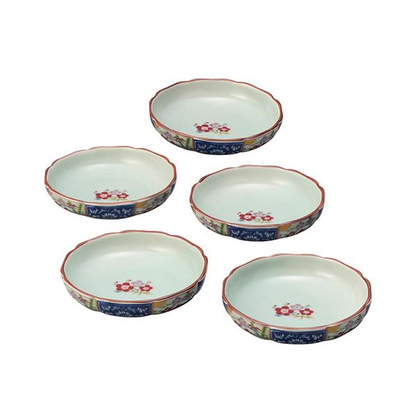 波佐見焼 金雲香梅 桔梗渕銘々皿5枚揃 約φ13×3cm C6102666