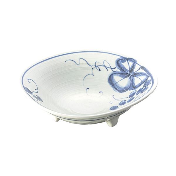 波佐見焼 古染青磁ぶどう絵 サラダ三ツ足鉢 φ18×5cm B1084629