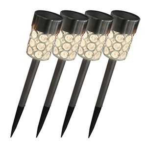 マリン商事 ガーデンソーラーライト4P どんな場所でも自由にライティング クリスタルカット装飾 Ho-40068