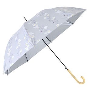 三国 MKN シルバーコーティング雨晴兼用60cmジャンプ傘 お花と文鳥 グレー S1712103