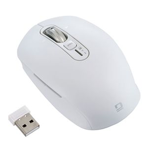 Digio 感動ホイールマウス Bluetooth・USB無線デュアル静音ボタンBlueLEDマウス Sサイズ ホワイト MUS-DKF239W