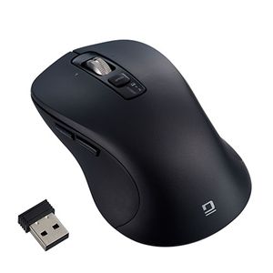 Digio 感動ホイールマウス Bluetooth・USB無線デュアル静音ボタンBlueLEDマウス Lサイズ ブラック MUS-DKF243BK
