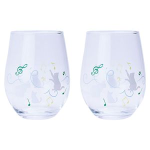 冷感グラス 小サイズ ペア 猫 【約340ml・約φ60×105mm×2】 22609504