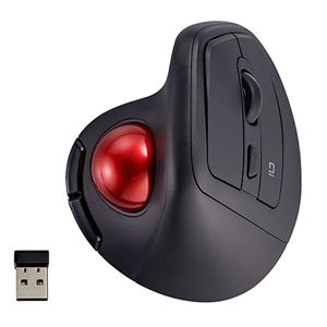 Digio 無線 エルゴノミクスマウス 静音 5ボタン光学式 トラックボールマウス ブラック MUS-TRKF248BK