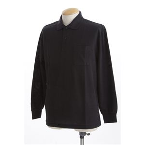 ビッグサイズポケット長袖ポロシャツ ブラック 3Lサイズ 商品写真1