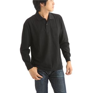 ビッグサイズポケット長袖ポロシャツ ブラック 3Lサイズ 商品写真2