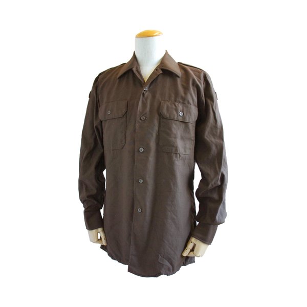ドイツ軍放出 BW フィールドシャツ・後染め ブラウン JS001ND GR.3（L)【デットストック】