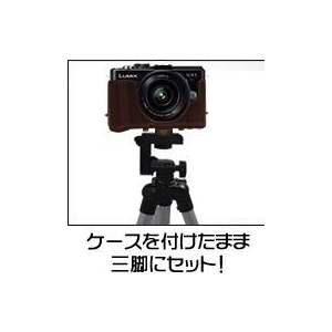 【カメラケース】Panasonic(パナソニック) LUMIX　DMC-GX1 パンケーキレンズ・ズームレンズ対応セット　ネックストラップ付　レザーブラック 商品写真5