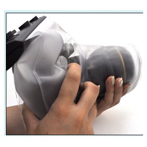 一眼レフカメラ用防水バッグ(レンズ8.5×10cm)　波・砂からの保護袋 商品写真5